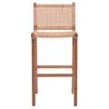 Scaun de bar inaltime medie Sponze Natural lemn de tec schelet si ratan, Natural, 40x47x89 cm, perspectiva suplimentara