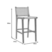 Scaun de bar inaltime medie Sponze Natural lemn de tec schelet si ratan, Natural, 40x47x89 cm, foto produs 8