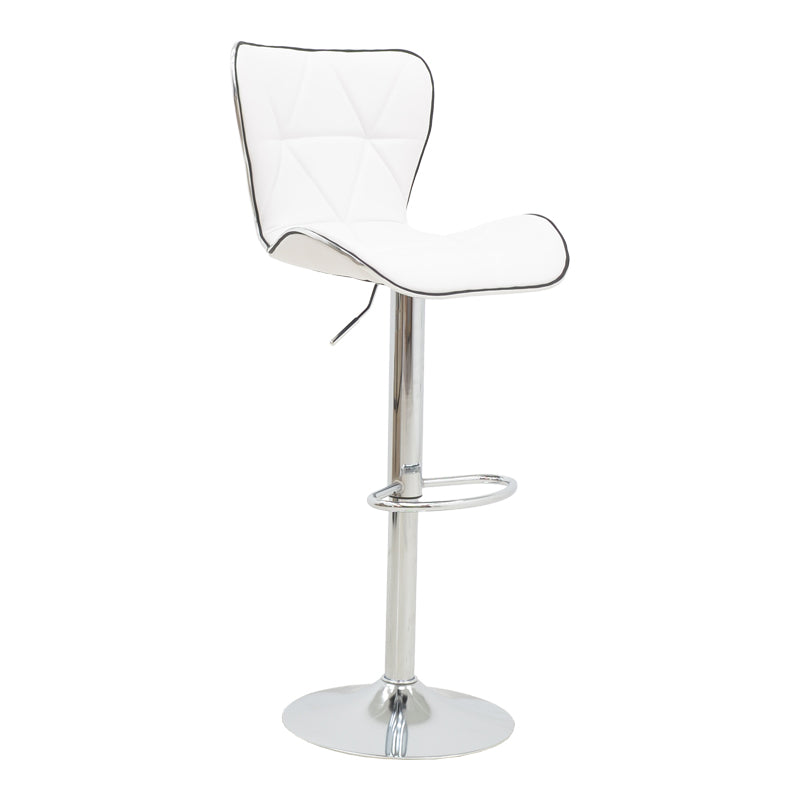Scaun de bar Jorine reglabil pe inaltime baza alb pu-crom, 53x44x114 cm - Alb