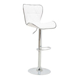 Scaun de bar Jorine reglabil pe inaltime baza alb pu-crom, 53x44x114 cm - Alb