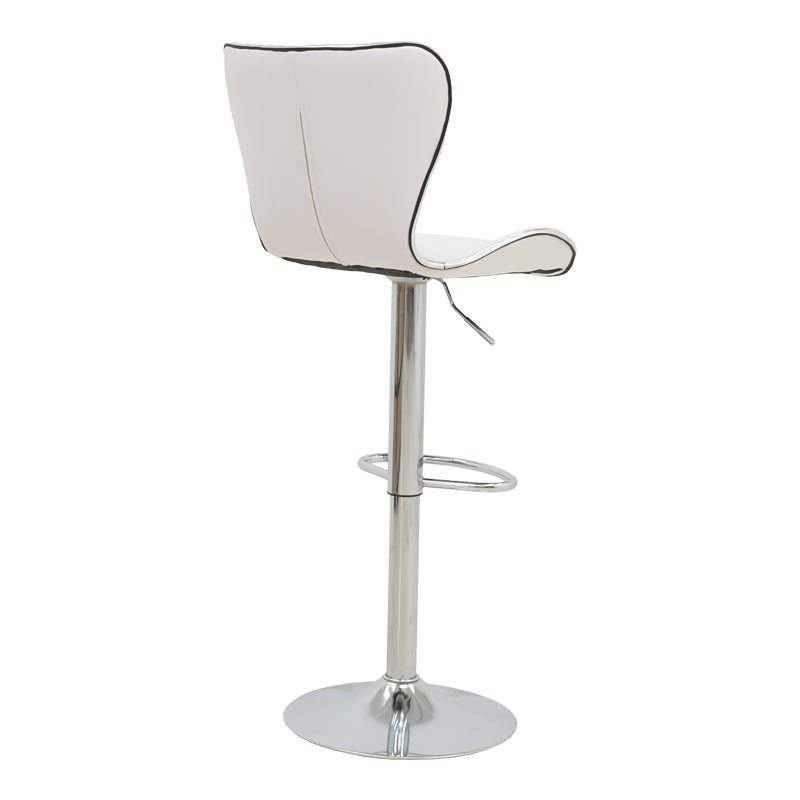 Scaun de bar Jorine reglabil pe inaltime baza alb pu-crom, 53x44x114 cm - Alb