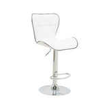 Scaun de bar Jorine reglabil pe inaltime baza alb pu-crom, 53x44x114 cm - Alb