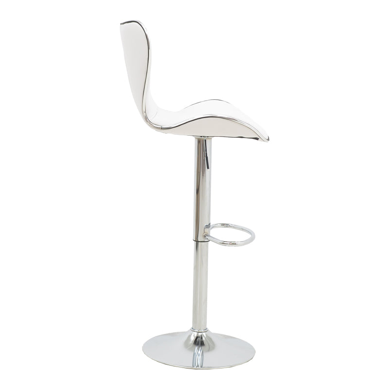 Scaun de bar Jorine reglabil pe inaltime baza alb pu-crom, 53x44x114 cm - Alb