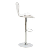 Scaun de bar Jorine reglabil pe inaltime baza alb pu-crom, 53x44x114 cm - Alb