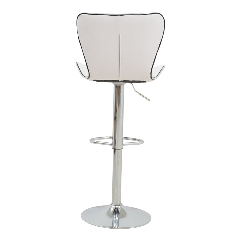 Scaun de bar Jorine reglabil pe inaltime baza alb pu-crom, 53x44x114 cm - Alb