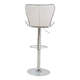 Scaun de bar Jorine reglabil pe inaltime baza alb pu-crom, 53x44x114 cm - Alb