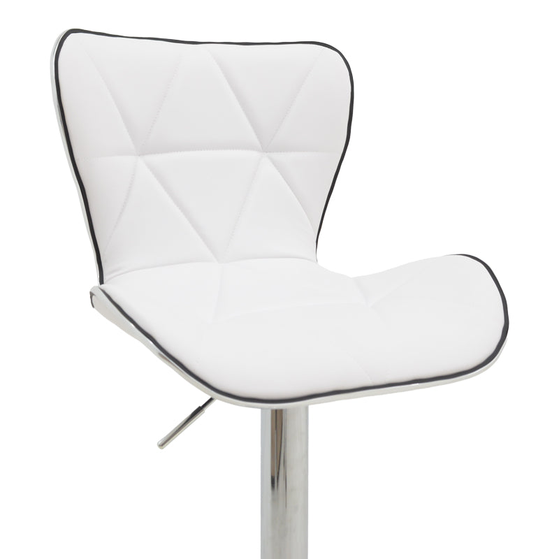 Scaun de bar Jorine reglabil pe inaltime baza alb pu-crom, 53x44x114 cm - Alb