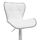 Scaun de bar Jorine reglabil pe inaltime baza alb pu-crom, 53x44x114 cm - Alb