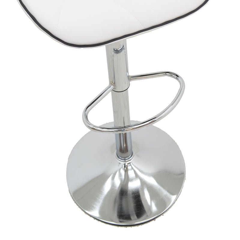 Scaun de bar Jorine reglabil pe inaltime baza alb pu-crom, 53x44x114 cm - Alb