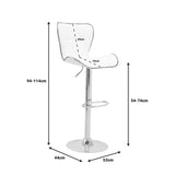 Scaun de bar Jorine reglabil pe inaltime baza alb pu-crom, 53x44x114 cm - Alb