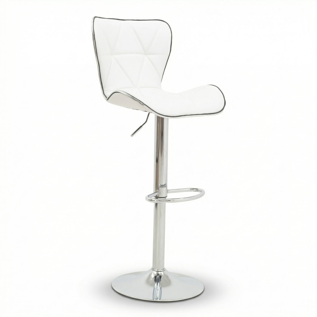 Scaun de bar Jorine reglabil pe inaltime baza alb pu-crom, 53x44x114 cm - Alb