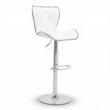 Scaun de bar Jorine reglabil pe inaltime baza alb pu-crom, 53x44x114 cm - Alb