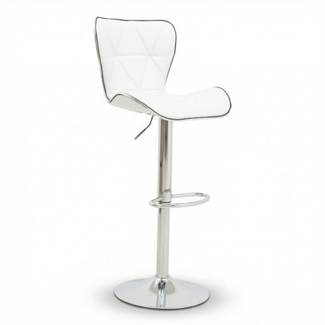 Scaun de bar Jorine  reglabil pe inaltime baza alb pu-crom 53x44x114cm
