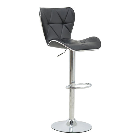 Scaun de bar Jorine reglabil pe inaltime, baza pu-crom, Alb - Negru, 53x44x114 cm