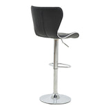 Scaun de bar Jorine reglabil pe inaltime baza alb pu-crom, 53x44x114 cm - Negru