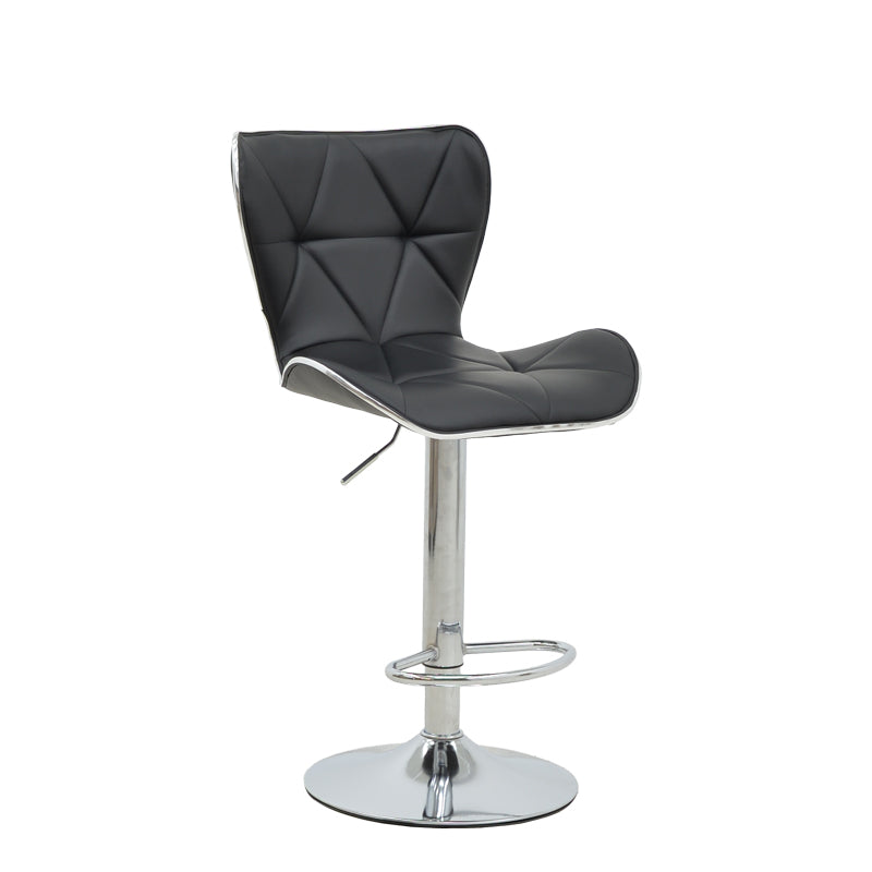 Scaun de bar Jorine reglabil pe inaltime baza alb pu-crom, 53x44x114 cm - Negru