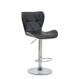 Scaun de bar Jorine reglabil pe inaltime baza alb pu-crom, 53x44x114 cm - Negru