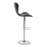 Scaun de bar Jorine reglabil pe inaltime baza alb pu-crom, 53x44x114 cm - Negru