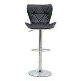 Scaun de bar Jorine reglabil pe inaltime baza alb pu-crom, 53x44x114 cm - Negru