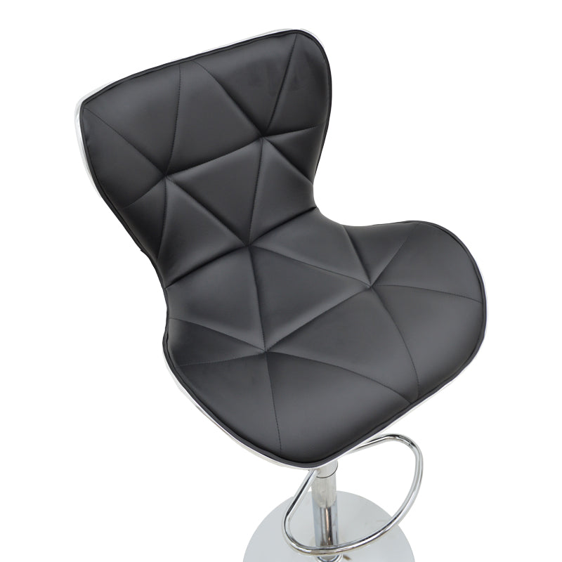 Scaun de bar Jorine reglabil pe inaltime baza alb pu-crom, 53x44x114 cm - Negru