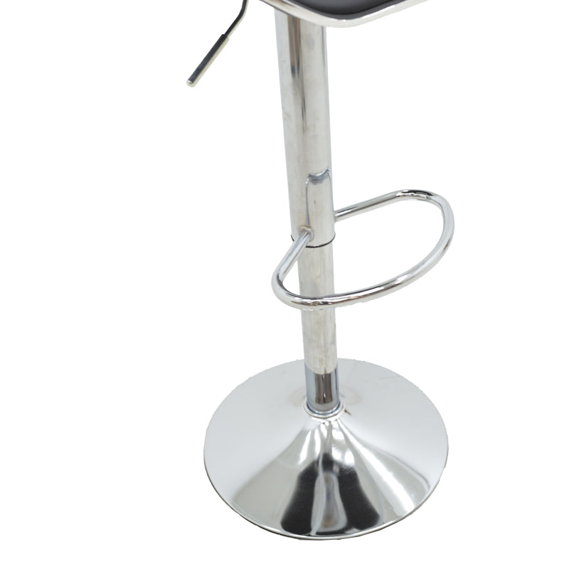 Scaun de bar Jorine reglabil pe inaltime baza alb pu-crom, 53x44x114 cm - Negru