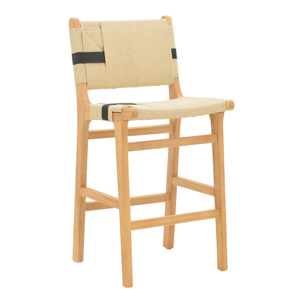 Scaun de bar Julien Natural-Natural-funie, neagra, 45x46x95 cm