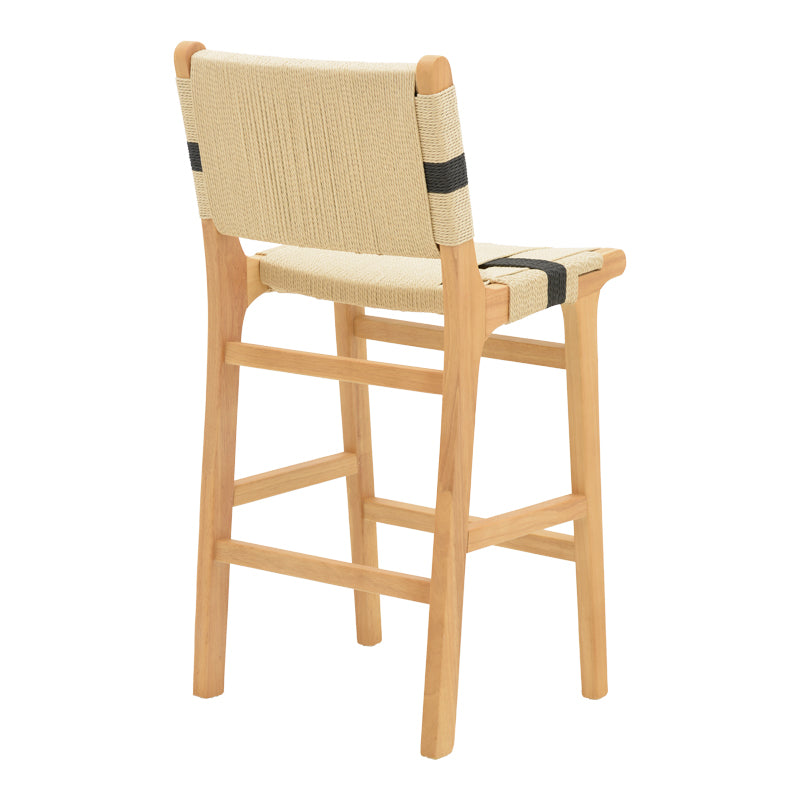 Scaun de bar Julien Natural-Natural-funie, neagra, 45x46x95 cm