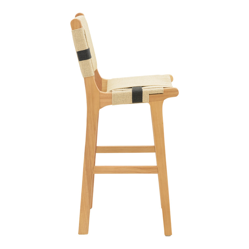 Scaun de bar Julien Natural-Natural-funie, neagra, 45x46x95 cm