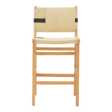 Scaun de bar Julien Natural-Natural-funie, neagra, 45x46x95 cm