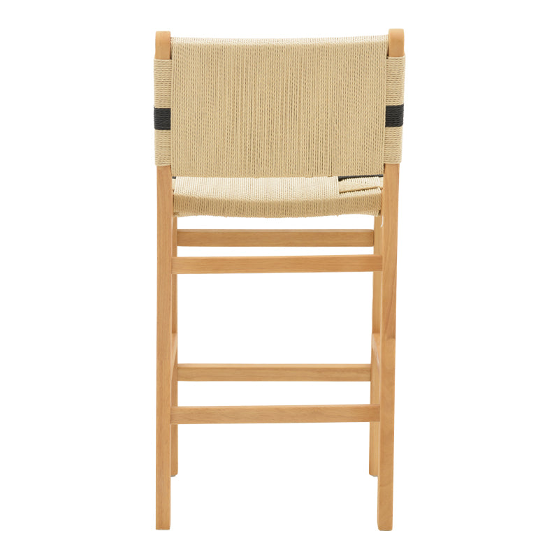 Scaun de bar Julien Natural-Natural-funie, neagra, 45x46x95 cm