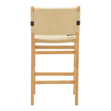 Scaun de bar Julien Natural-Natural-funie, neagra, 45x46x95 cm
