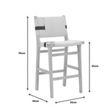 Scaun de bar Julien Natural-Natural-funie, neagra, 45x46x95 cm