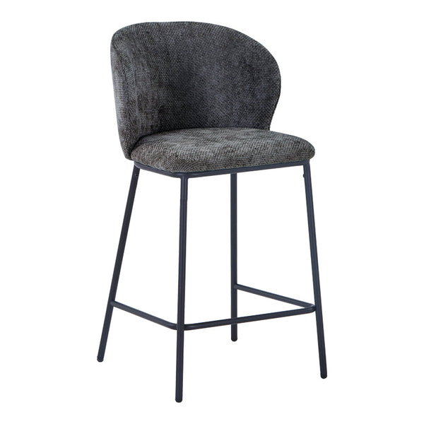 Scaun de bar cu tapițerie, Karg, Textil/Metal, Bej - Gri, 49x46x93 cm