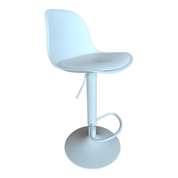 Scaun de bar Louser reglabil pe inaltime negru cu perna - baza, Alb - Negru, 44x46x114 cm