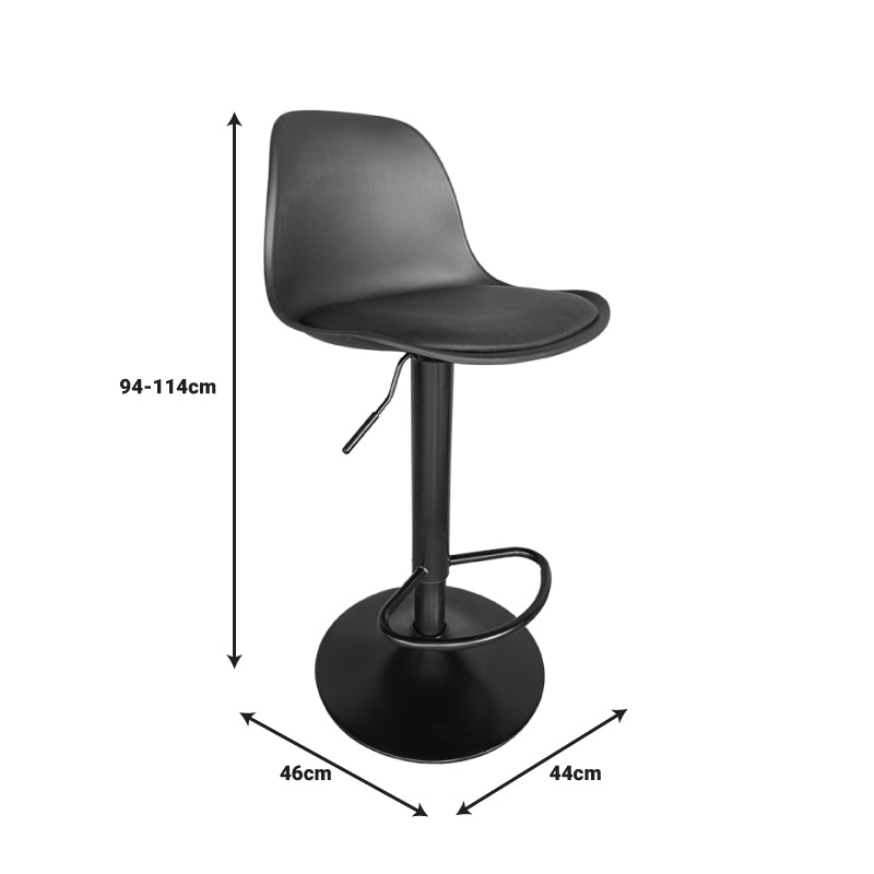 Scaun de bar Louser reglabil pe inaltime negru cu perna - baza, neagra, 44x46x114 cm - Negru