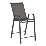 Scaun de bar mediu Calan, metal si textilena, Gri inchis - Maro inchis - Maro deschis, 55x70x114 cm - Gri inchis