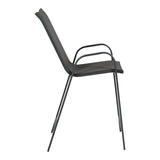 Scaun de bar mediu Calan, metal și textilenă, gri închis, 55x70x114 cm