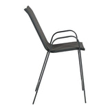 Scaun de bar mediu Calan, metal si textilena, Gri inchis - Maro inchis - Maro deschis, 55x70x114 cm - Gri inchis