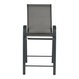 Scaun de bar mediu Calan, metal și textilenă, gri închis, 55x70x114 cm