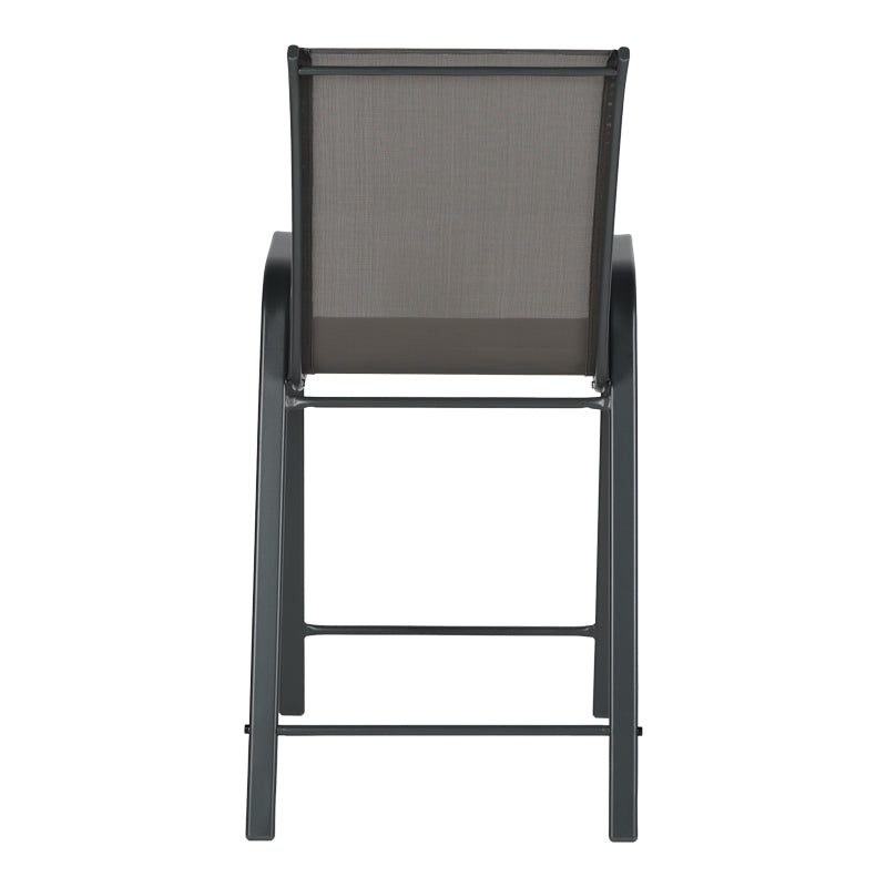 Scaun de bar mediu Calan, metal si textilena, Gri inchis - Maro inchis - Maro deschis, 55x70x114 cm - Gri inchis