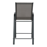 Scaun de bar mediu Calan, metal si textilena, Gri inchis - Maro inchis - Maro deschis, 55x70x114 cm - Gri inchis