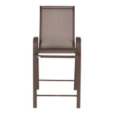 Scaun de bar mediu Calan, metal si textilena, Gri inchis - Maro inchis - Maro deschis, 55x70x114 cm - Maro inchis