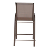 Scaun de bar mediu Calan, metal si textilena, Gri inchis - Maro inchis - Maro deschis, 55x70x114 cm - Maro inchis