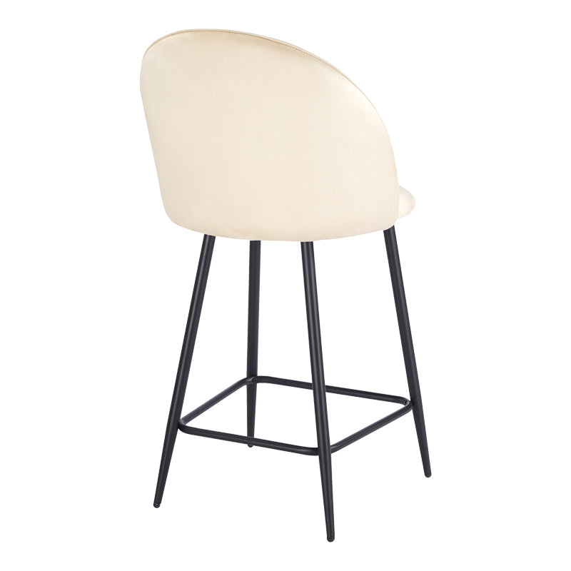 Scaun bar cu funcție reglabilă Perch, Catifea, Metal, Negru, 50x43x99 cm - Crem