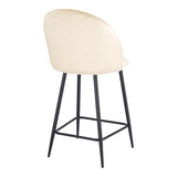 Scaun bar cu funcție reglabilă Perch, Catifea, Metal, Negru, 50x43x99 cm - Crem