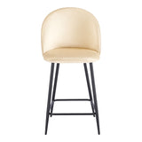 Scaun bar cu funcție reglabilă Perch, Catifea, Metal, Negru, 50x43x99 cm - Crem