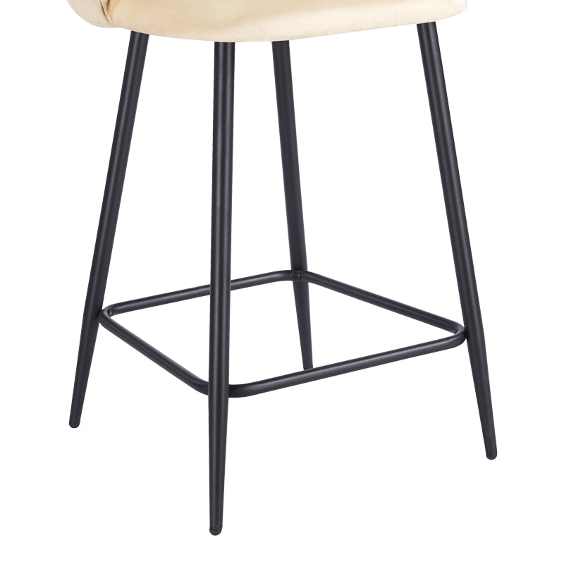Scaun bar cu funcție reglabilă Perch, Catifea, Metal, Negru, 50x43x99 cm - Crem