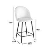 Scaun bar cu funcție reglabilă Perch, Catifea, Metal, Negru, 50x43x99 cm - Crem