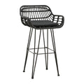 Scaun de bar Naoki cu perna pe picior negru-metal negru 52x50x90 cm