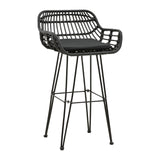 Scaun de bar Naoki cu perna pe picior negru-metal, negru, 52x50x90 cm
